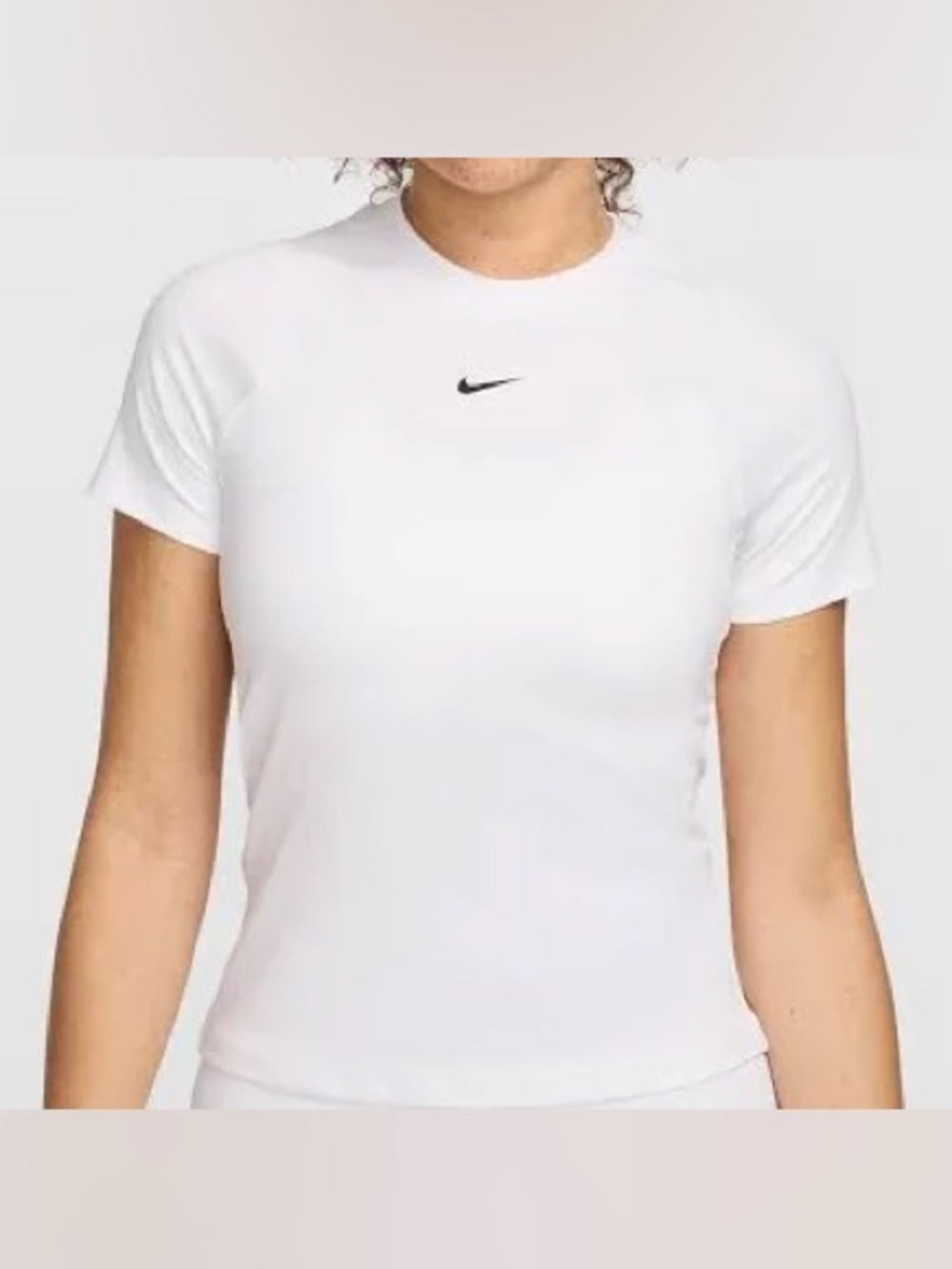 Nike White Women's Short Sleeve Dri-FIT Tee with Swoosh